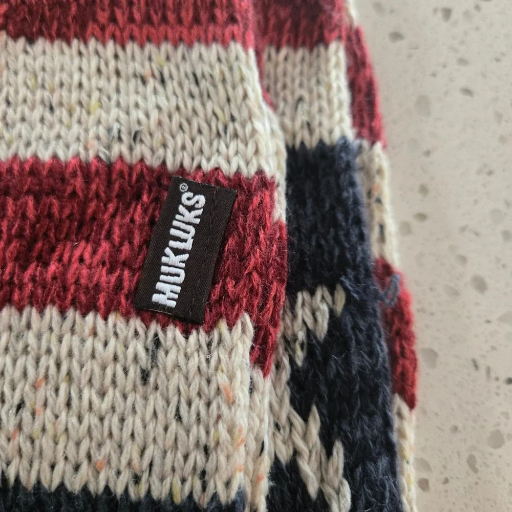 Muk Luks American Flag Infinity Scarf Patriotic Stars Stripes Knit Dark Red - Picture 6 of 8